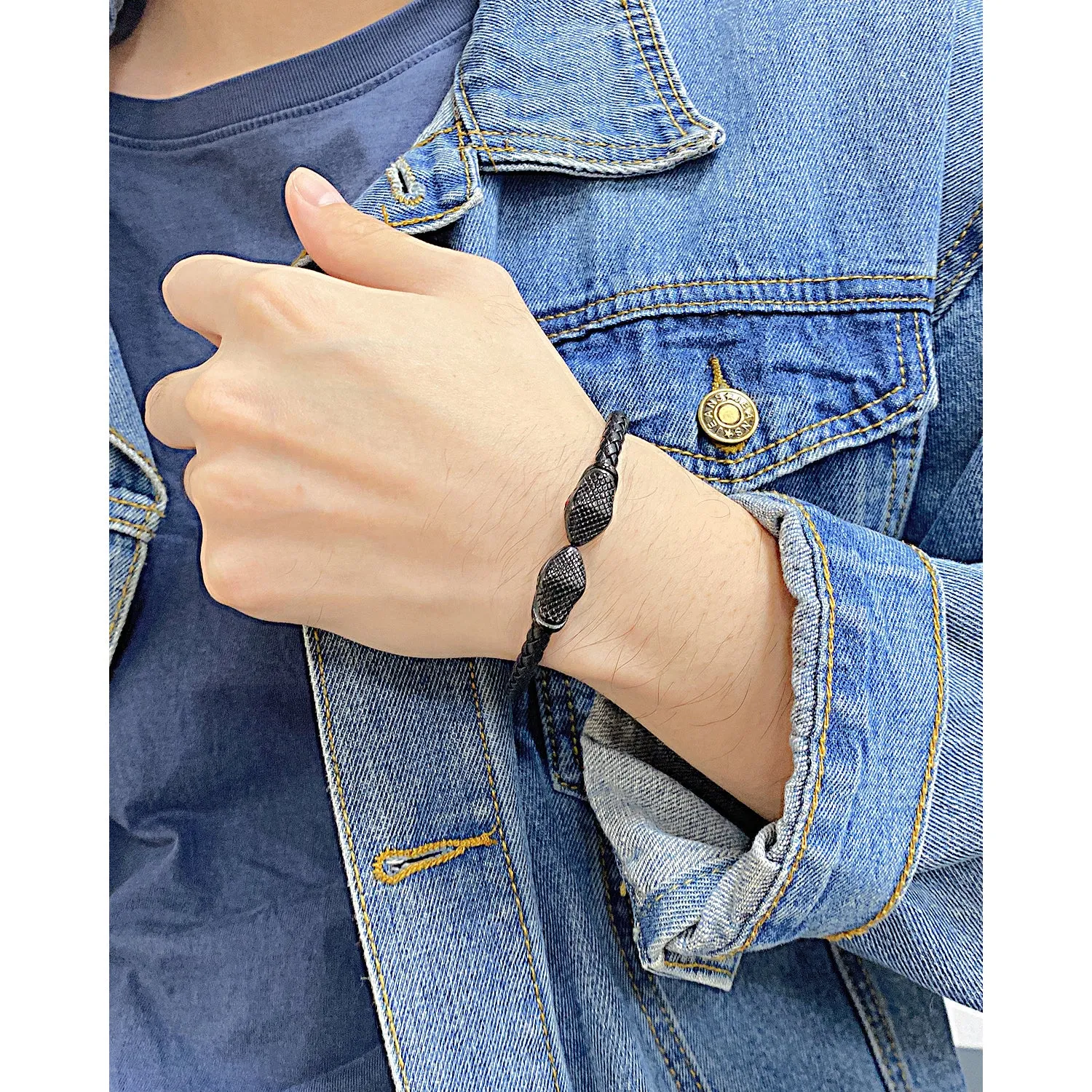 Men's Fashion Snake Leather Bracelet