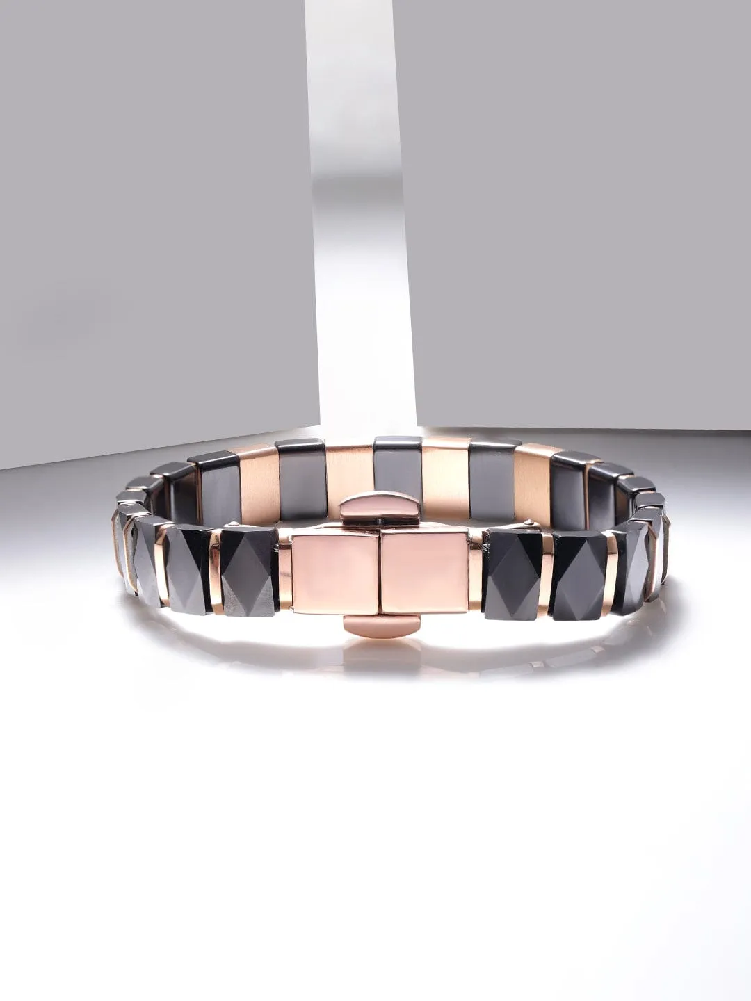 Mens High Quality Ceramic Rose Gold Demi-Fine Link Bracelet