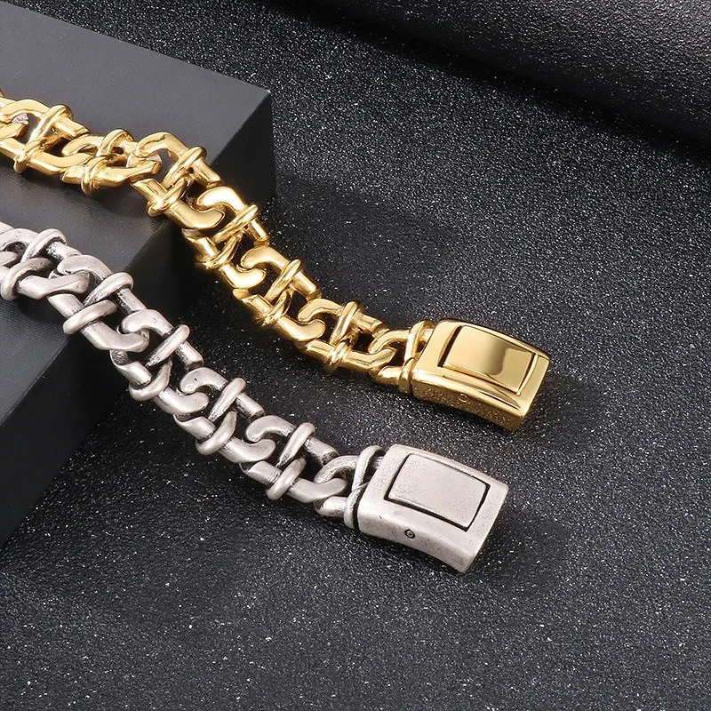 Men's Retro Titanium Steel Bracelet with Niche Temperament Infinite Symbol Design