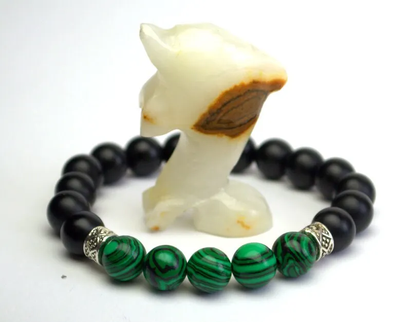 Men's shungite bracelet bracelet homme malachite energy bracelet healing bracelet meditation yoga bracelet good luck bracelet boyfriend gift