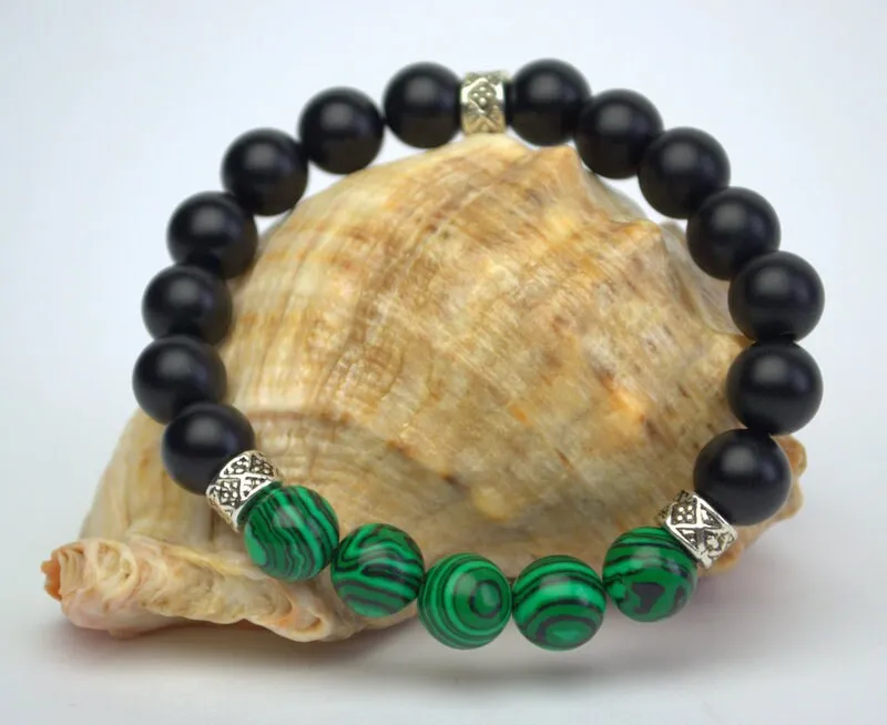 Men's shungite bracelet bracelet homme malachite energy bracelet healing bracelet meditation yoga bracelet good luck bracelet boyfriend gift