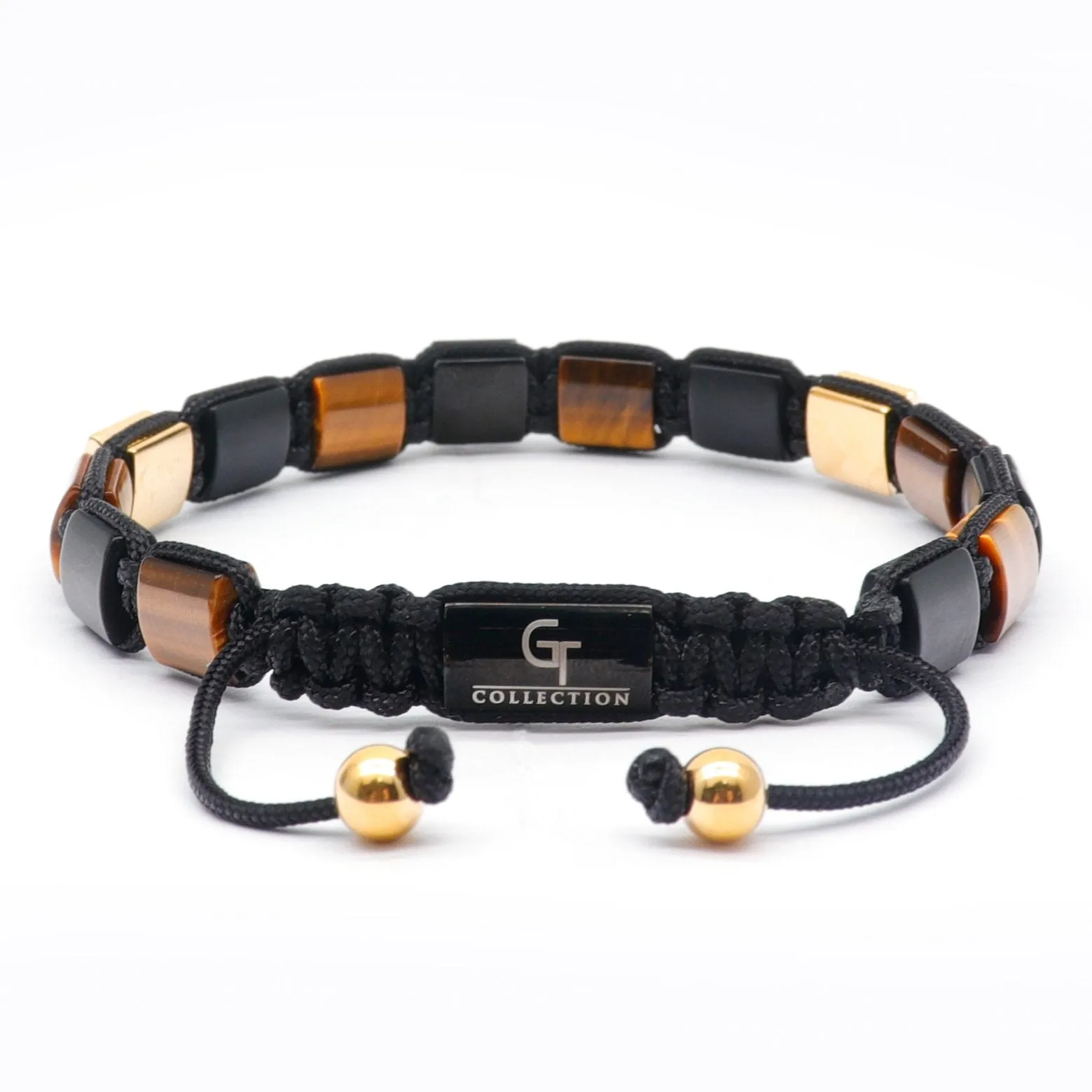 Men's TIGER EYE, MATTE ONYX Flat bead Bracelet