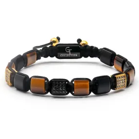 Men's TIGER EYE, MATTE ONYX Flat bead Bracelet