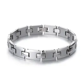 Men's Titanium Stainless Steel Bracelet – Sleek Rectangular Link Design, Hypoallergenic, and Durable for Daily Wear