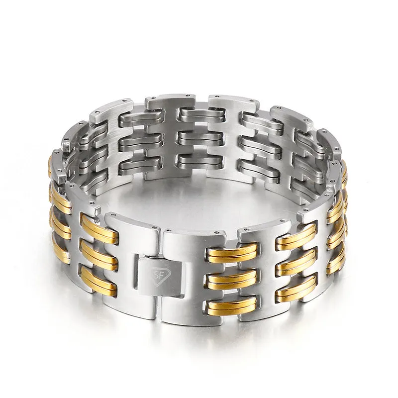 Men's Titanium Steel Bracelet - Creative Hollow Design by Planderful for Fashion-Forward Individuals