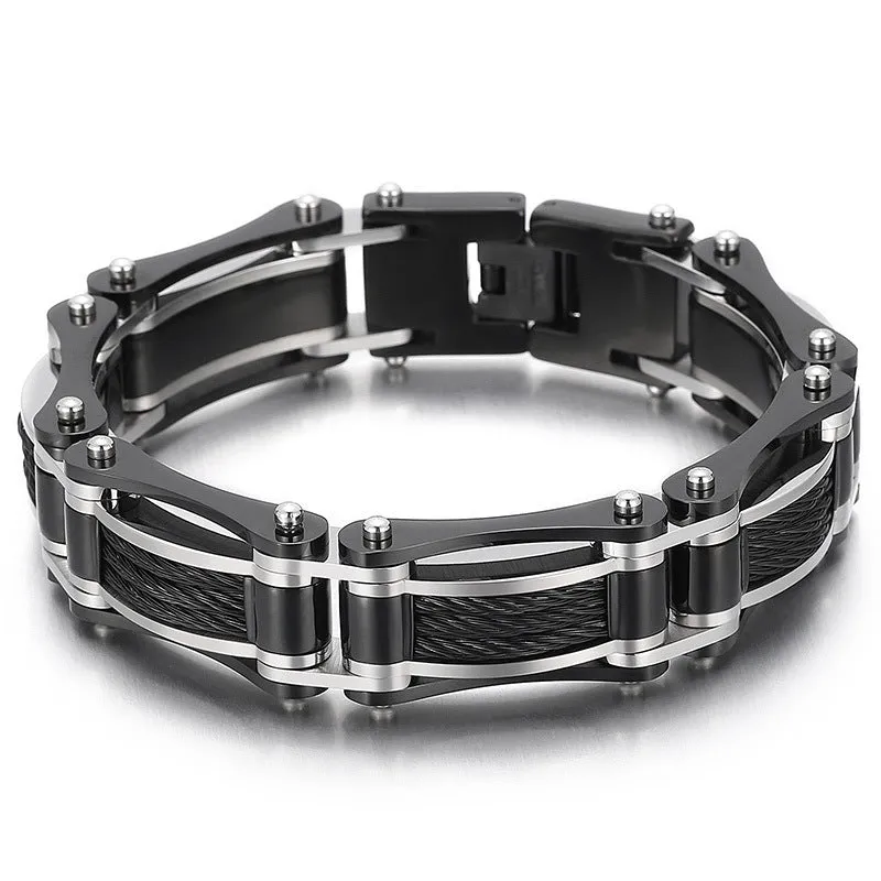 Men's Titanium Steel Bracelet - European and American Fashion Steel Wire Design for Wholesale