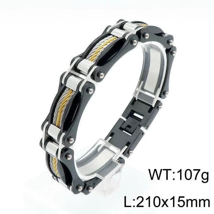 Men's Titanium Steel Bracelet - European and American Fashion Steel Wire Design for Wholesale