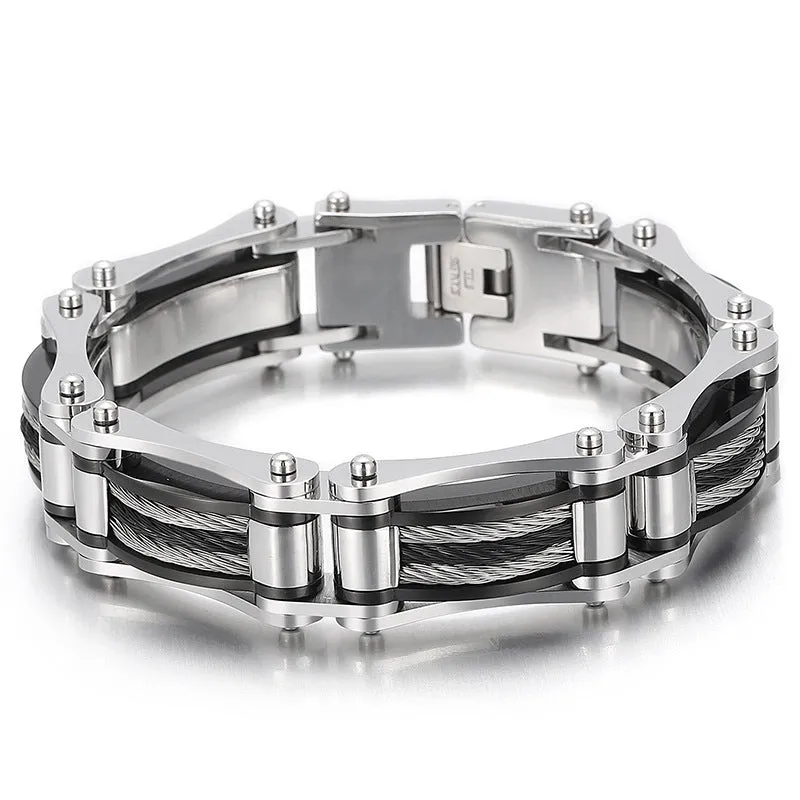 Men's Titanium Steel Bracelet - European and American Fashion Steel Wire Design for Wholesale