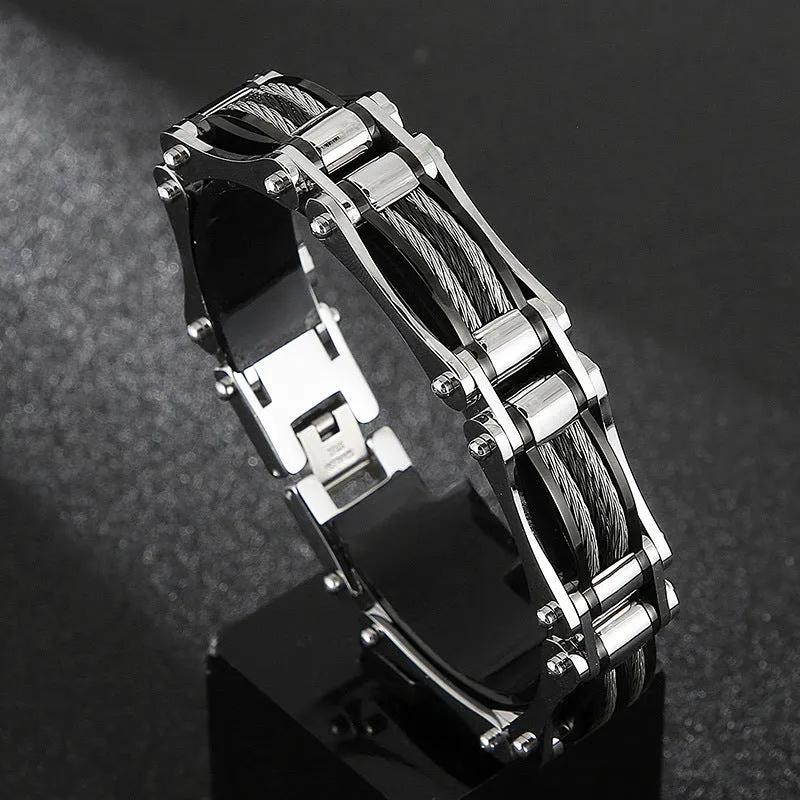 Men's Titanium Steel Bracelet - European and American Fashion Steel Wire Design for Wholesale