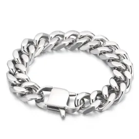 Men's Titanium Steel Cuban Chain Bracelet and Necklace - Simple and Bold Four-Sided Grind Design