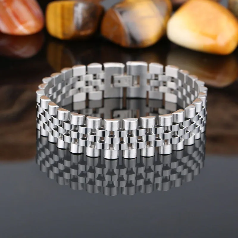 Men's Titanium Steel Fashion Bracelet - 1.5CM Wide Hipster Chain in Three Color Options