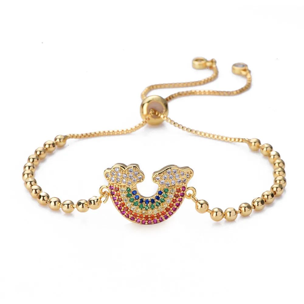 Micro-inlaid Zircon Pull Tortoise Moon Peach Heart Bracelet