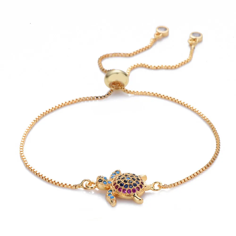 Micro-inlaid Zircon Pull Tortoise Moon Peach Heart Bracelet