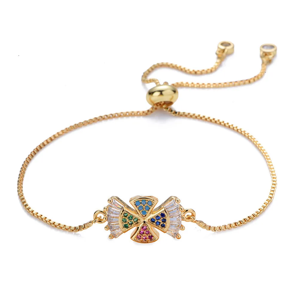 Micro-inlaid Zircon Pull Tortoise Moon Peach Heart Bracelet