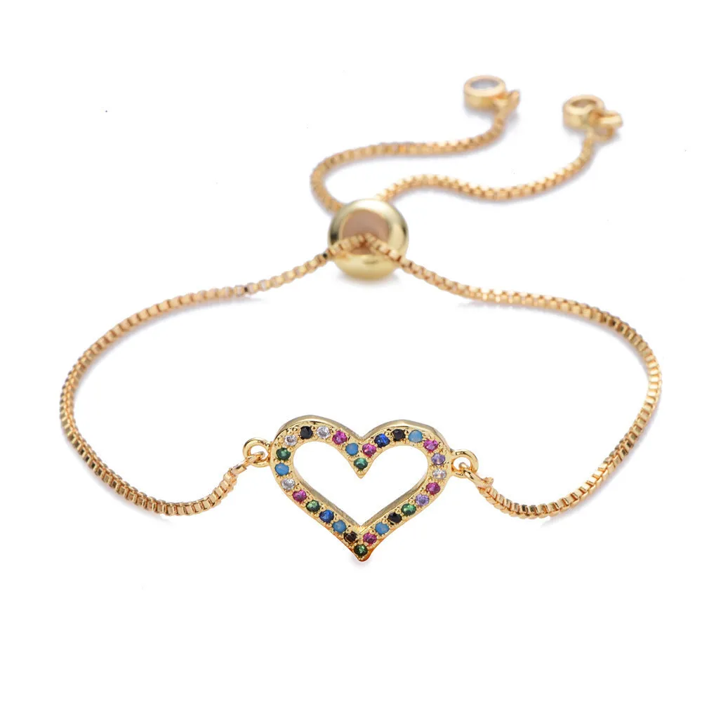 Micro-inlaid Zircon Pull Tortoise Moon Peach Heart Bracelet