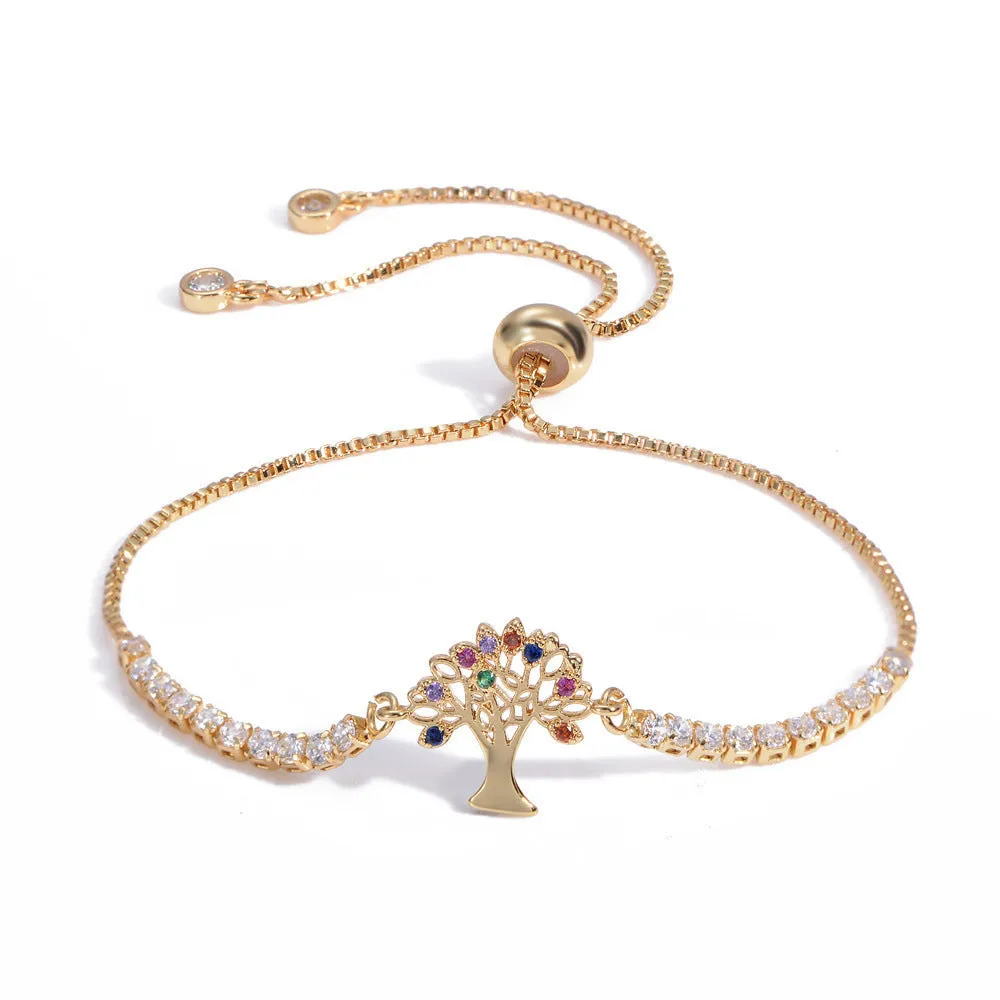 Micro-inlaid Zircon Pull Tortoise Moon Peach Heart Bracelet