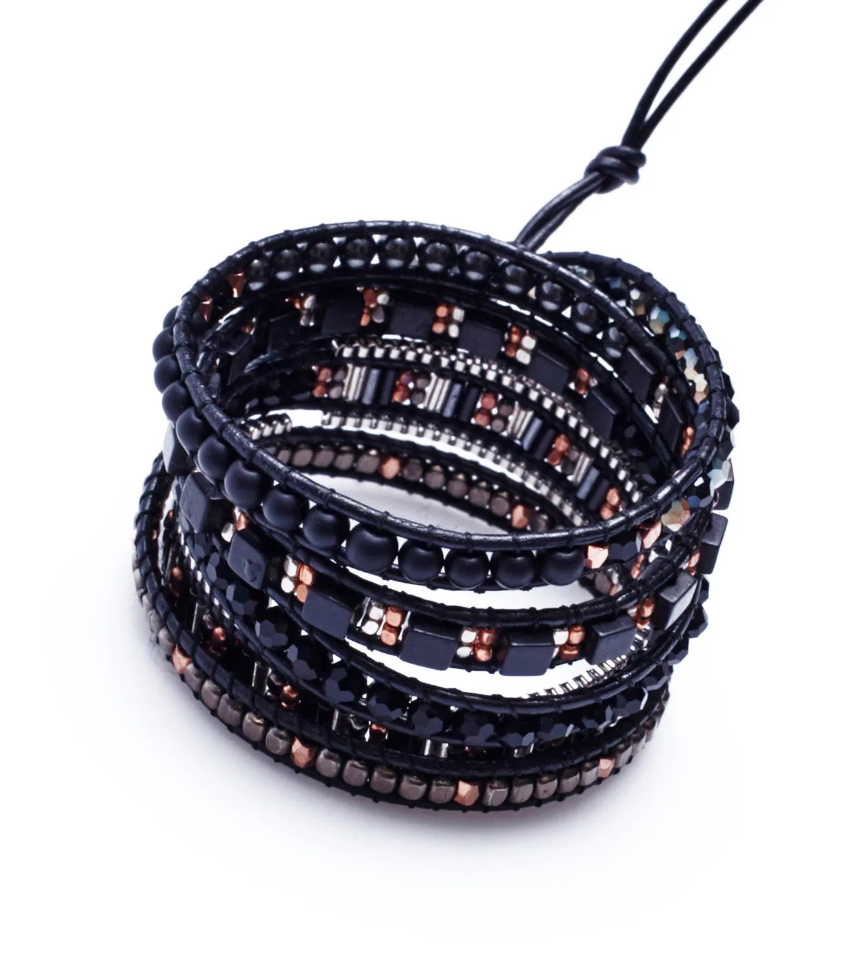 Nakamol Wrap Bracelet Black with Rose Gold