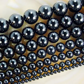 Natural Black Onyx Gemstone Round Loose Beads on a 15.5" Strand