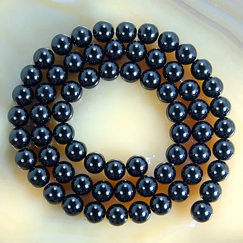 Natural Black Onyx Gemstone Round Loose Beads on a 15.5" Strand