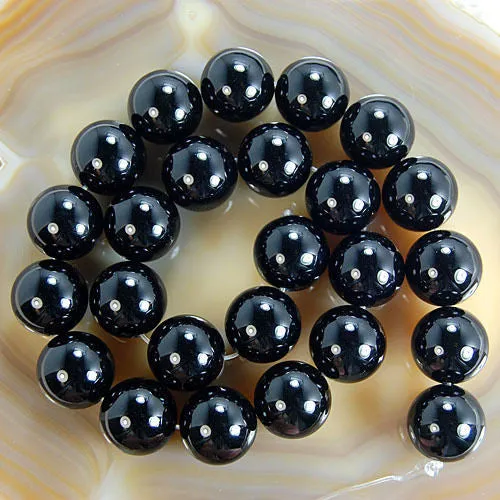 Natural Black Onyx Gemstone Round Loose Beads on a 15.5" Strand