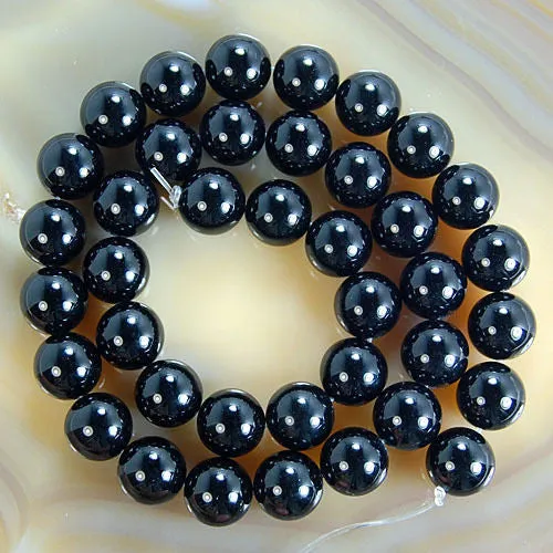 Natural Black Onyx Gemstone Round Loose Beads on a 15.5" Strand