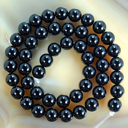 Natural Black Onyx Gemstone Round Loose Beads on a 15.5" Strand