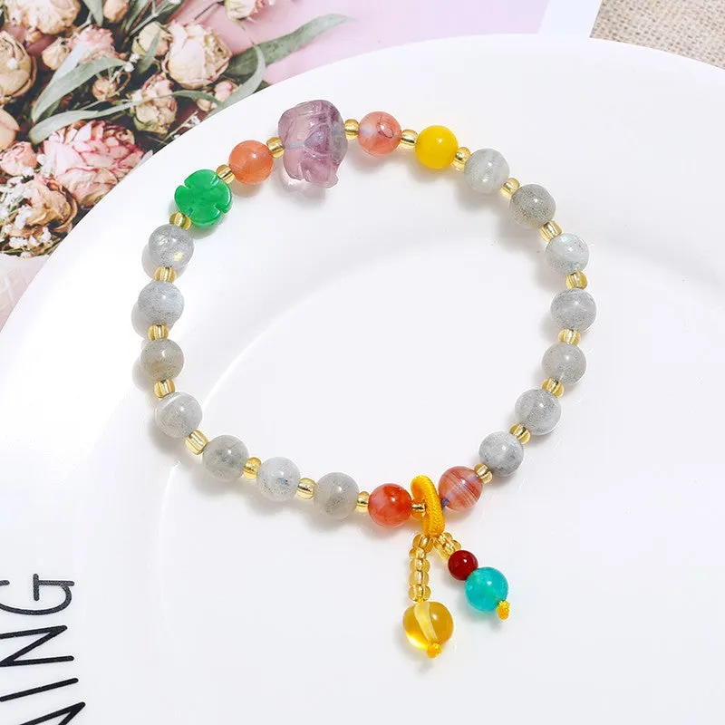 Natural crystal stone bracelet aquamarine moonstone bracelet for women