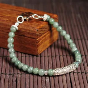 Natural Jade Bracelet Jadeite Silver Bracelet WB3