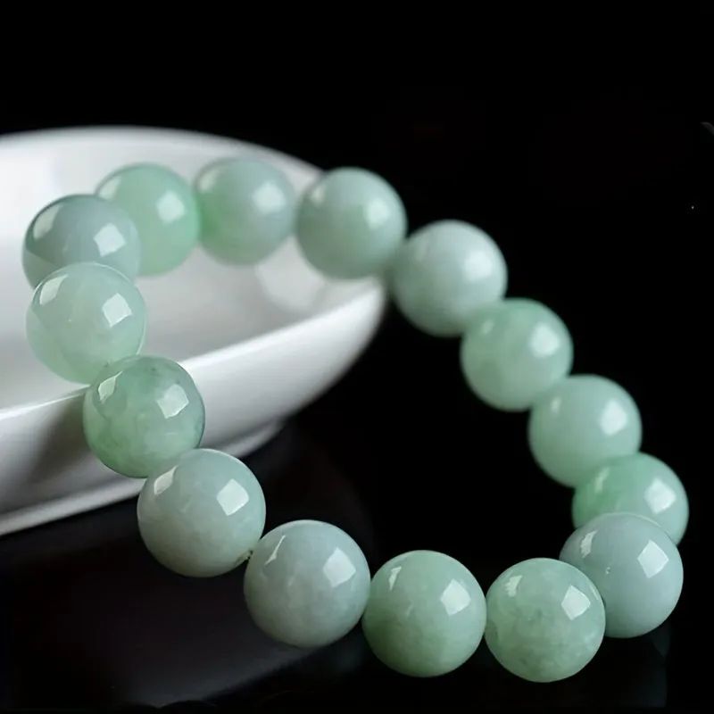 Natural Jade Chalcedony Jade Bracelet, Fashion Simple Bead Bracelet Jewelry Unisex