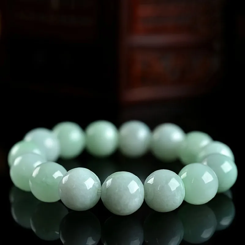 Natural Jade Chalcedony Jade Bracelet, Fashion Simple Bead Bracelet Jewelry Unisex