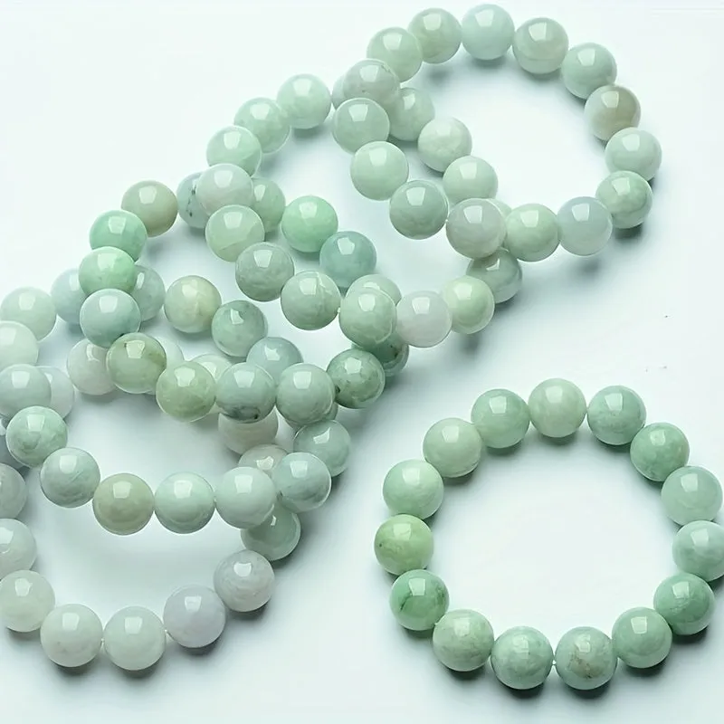 Natural Jade Chalcedony Jade Bracelet, Fashion Simple Bead Bracelet Jewelry Unisex