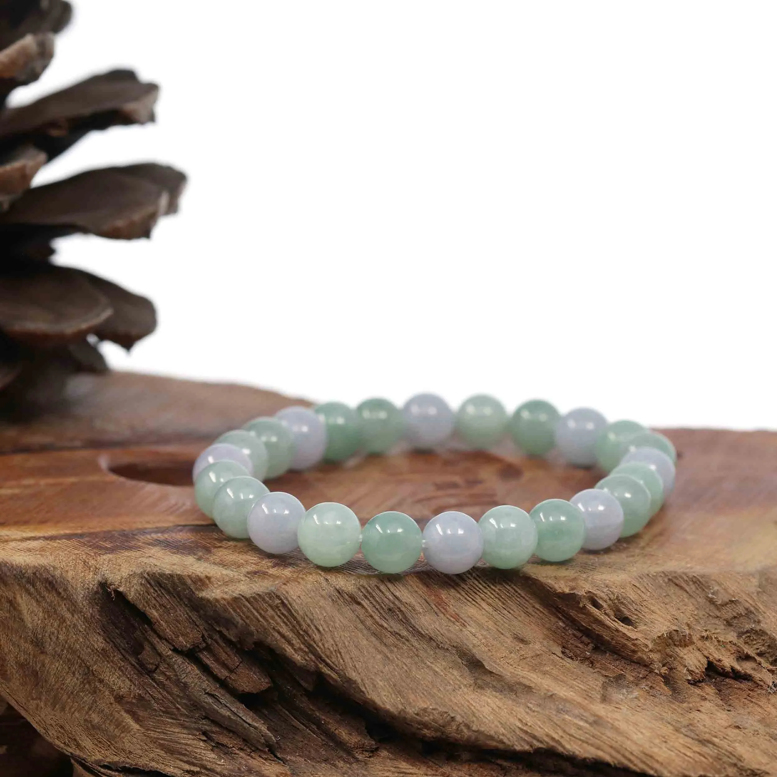 Natural Jadeite Jade Round Green Beads Bracelet ( 7.5 mm )