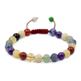 Natural Randomly Mixed 8mm Gemstone Healing Power Crystal Adjustable Macrame Bracelet