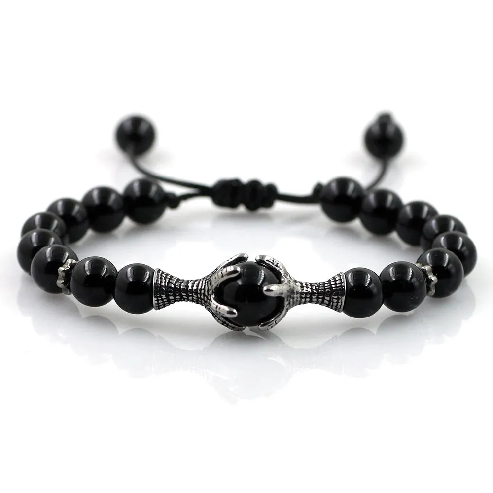 Natural Stone Lava Elastic Bracelet Stainless Steel Animal Owl Goat Charm Beaded Braid Bracelet & Bangle  Jewelry for Men Women