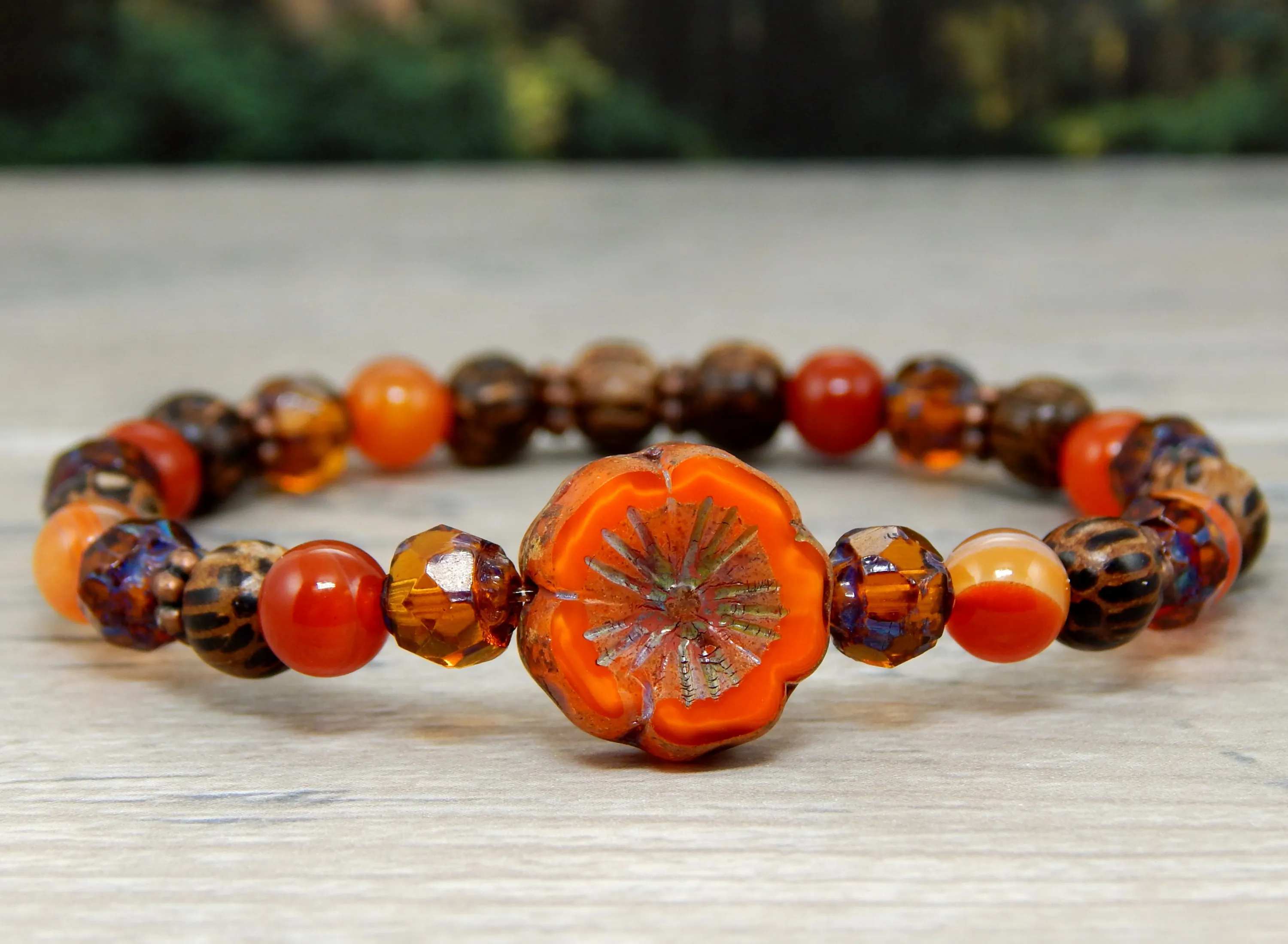 Nature Themed Jewelry - Orange Flower Bracelet