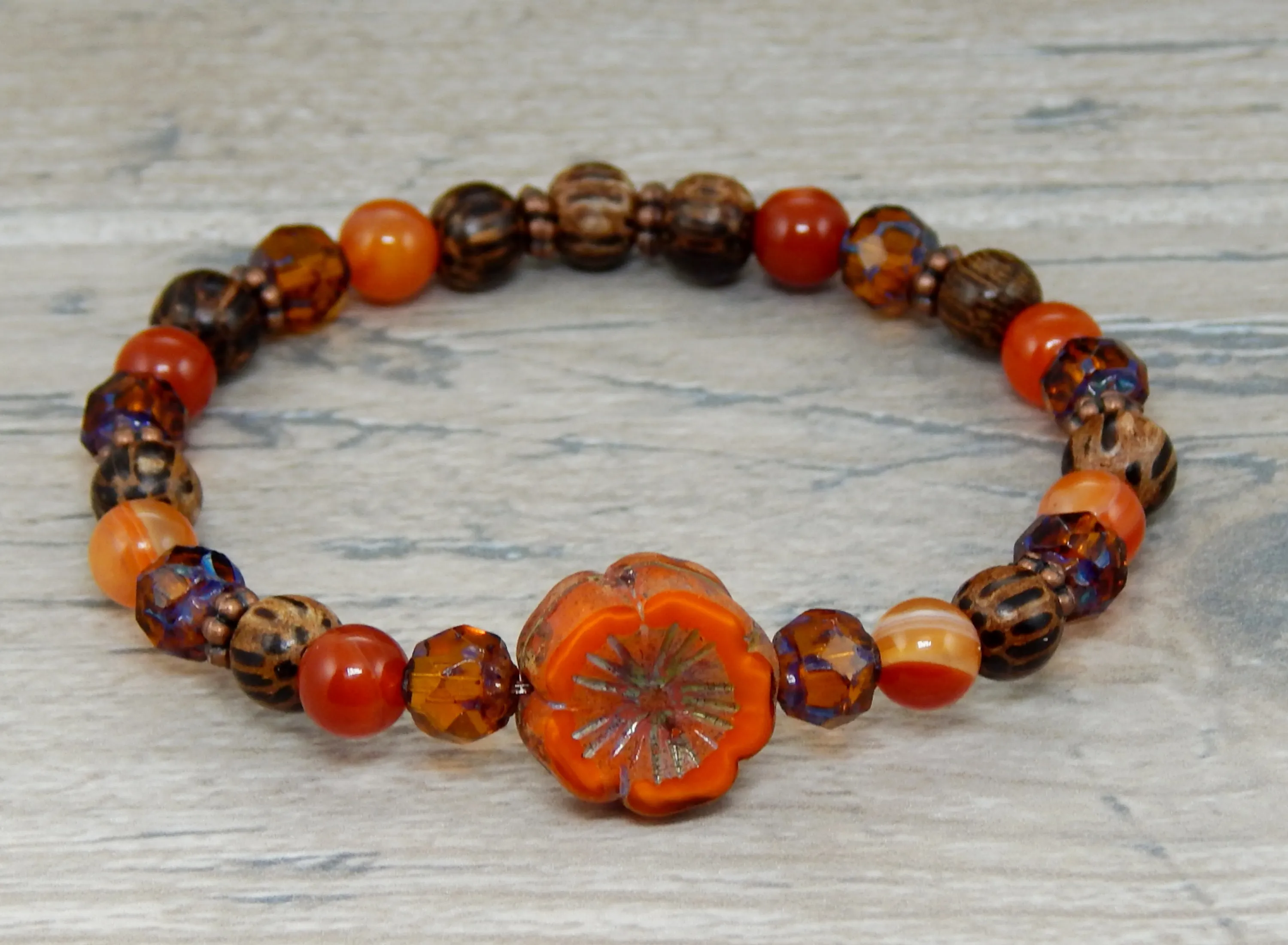 Nature Themed Jewelry - Orange Flower Bracelet