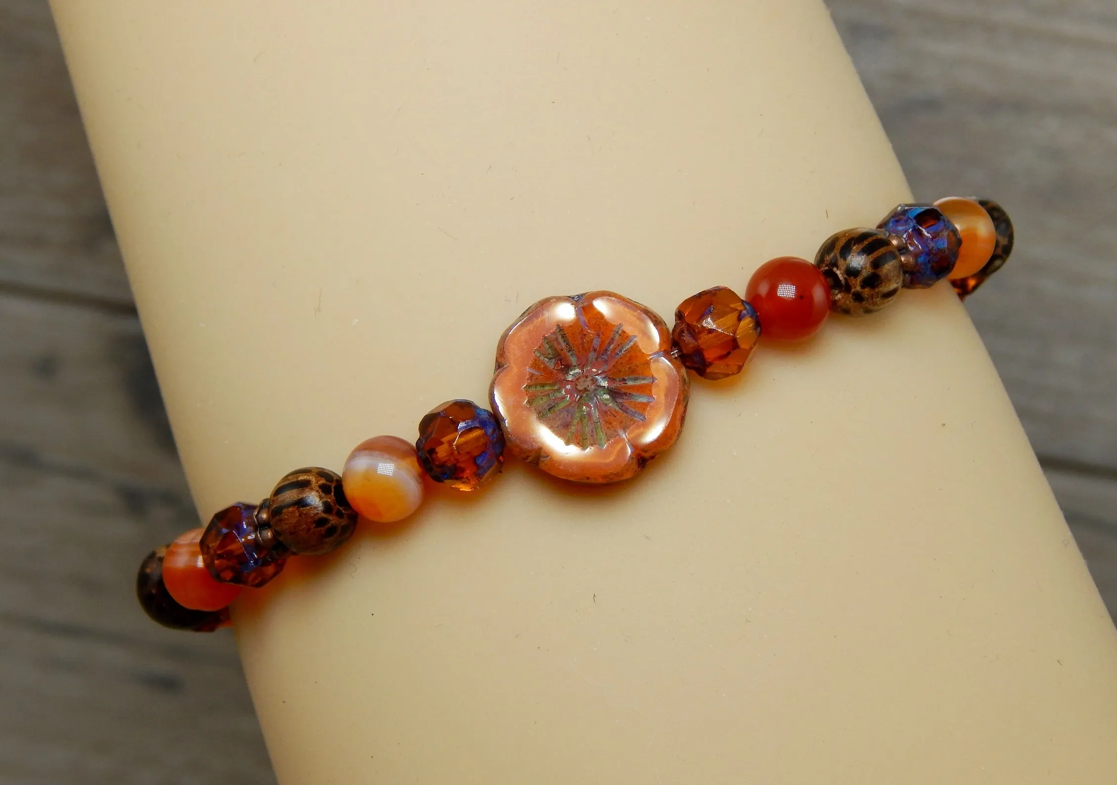 Nature Themed Jewelry - Orange Flower Bracelet