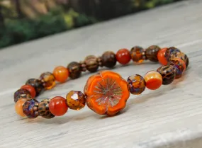 Nature Themed Jewelry - Orange Flower Bracelet