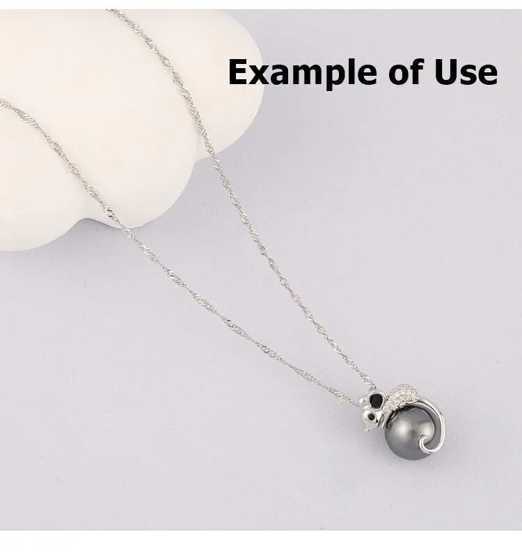 Necklace Pendant Blank Setting Mouse Charm 15x17mm Sterling Silver Fine 925 For One Bead No Prong DIY Jewelry Finding Wholesale 1pc