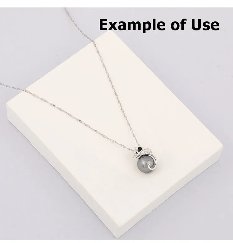 Necklace Pendant Blank Setting Mouse Charm 15x17mm Sterling Silver Fine 925 For One Bead No Prong DIY Jewelry Finding Wholesale 1pc