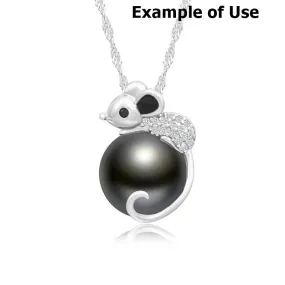 Necklace Pendant Blank Setting Mouse Charm 15x17mm Sterling Silver Fine 925 For One Bead No Prong DIY Jewelry Finding Wholesale 1pc