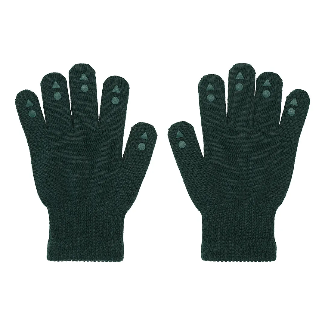 Non-Slip Grip Gloves for Babies and Toddlers - Merino wool - Forest Green