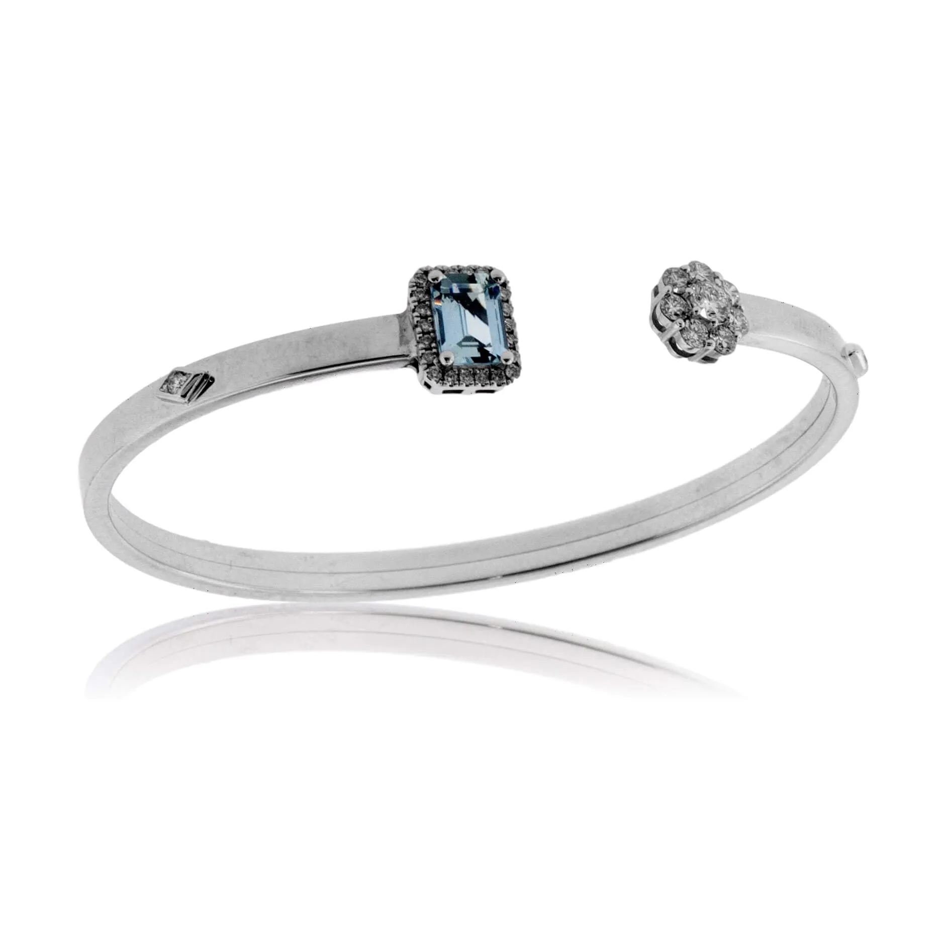 Open Center Diamond & Aquamarine Bracelet