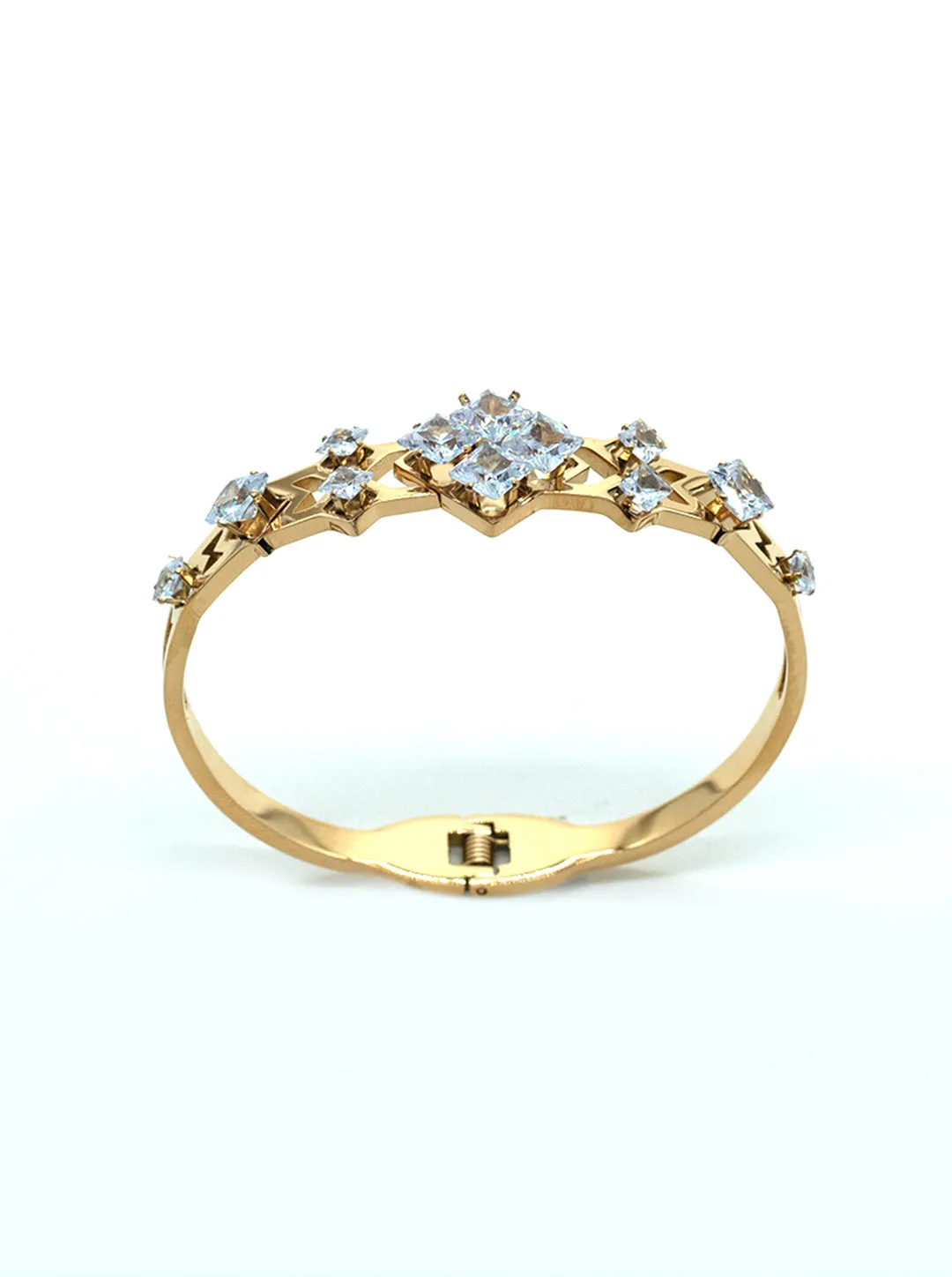 Ornaio 18K Gold Plated Bracelet with Square and Round Zircon Detailing