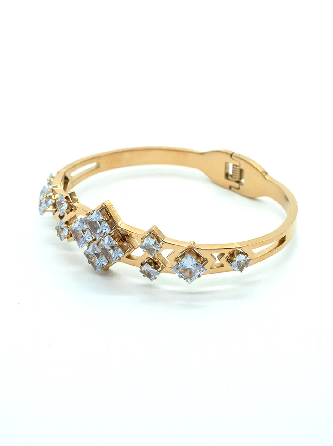 Ornaio 18K Gold Plated Bracelet with Square and Round Zircon Detailing