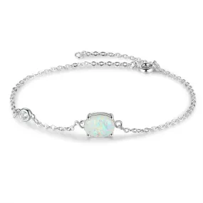 Oval Opal Zircon Sterling Silver Bracelet