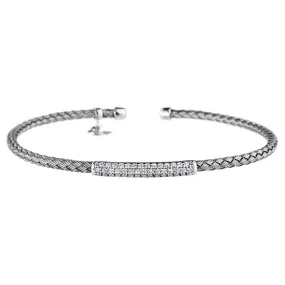 Oxidised Bracelet CZ Bar