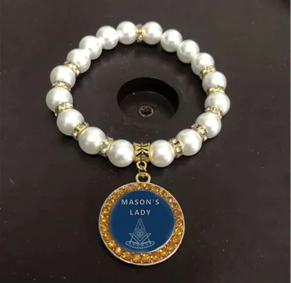 Past Master Blue Lodge  California Regulation Bracelet - Gold and White