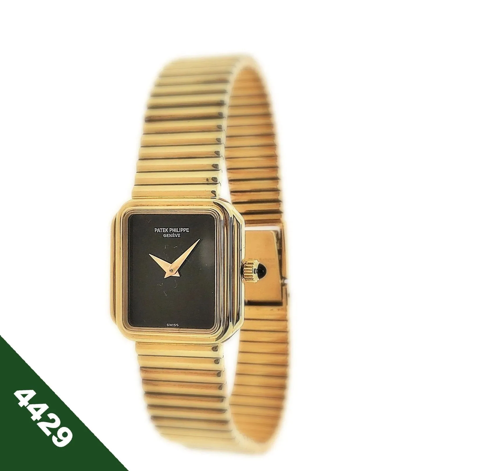 Patek Philippe Ladies 4429/1J Gold Bracelet Watch with Onyx Dial, Circa 1991