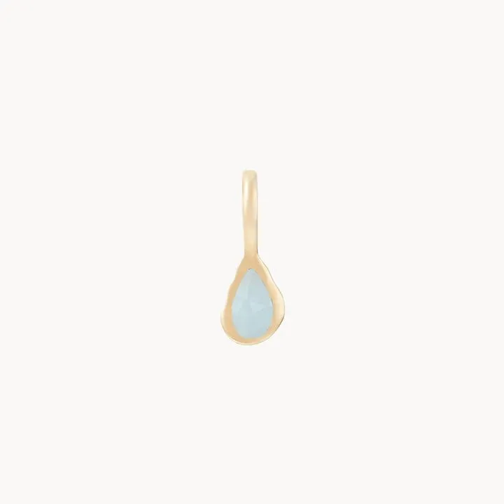 pear aquamarine march mood birthstone charm - 10k yellow gold, aquamarine